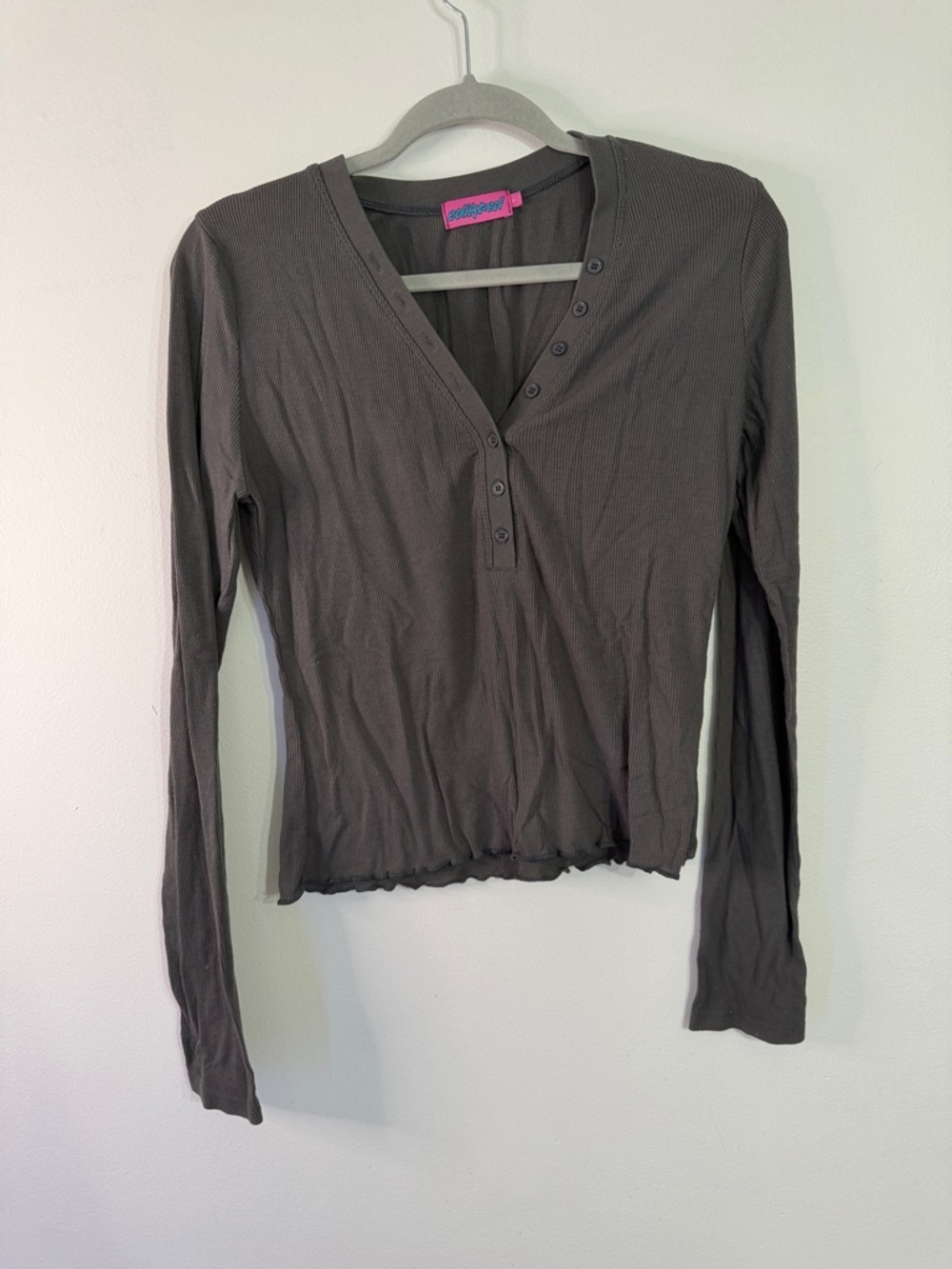 Edikted Long Sleeve Ribbed Shirt